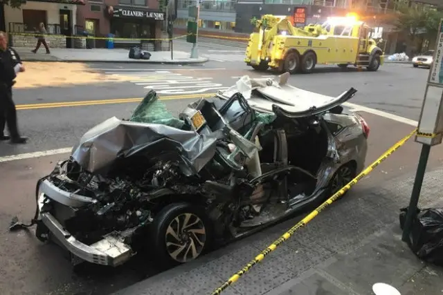 Sikolas's car following the crash.